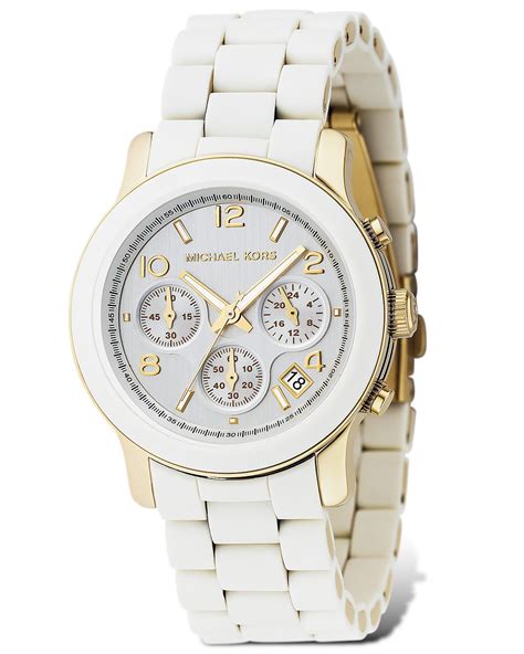 michael kors weiße damenuhr|michael kors white watches.